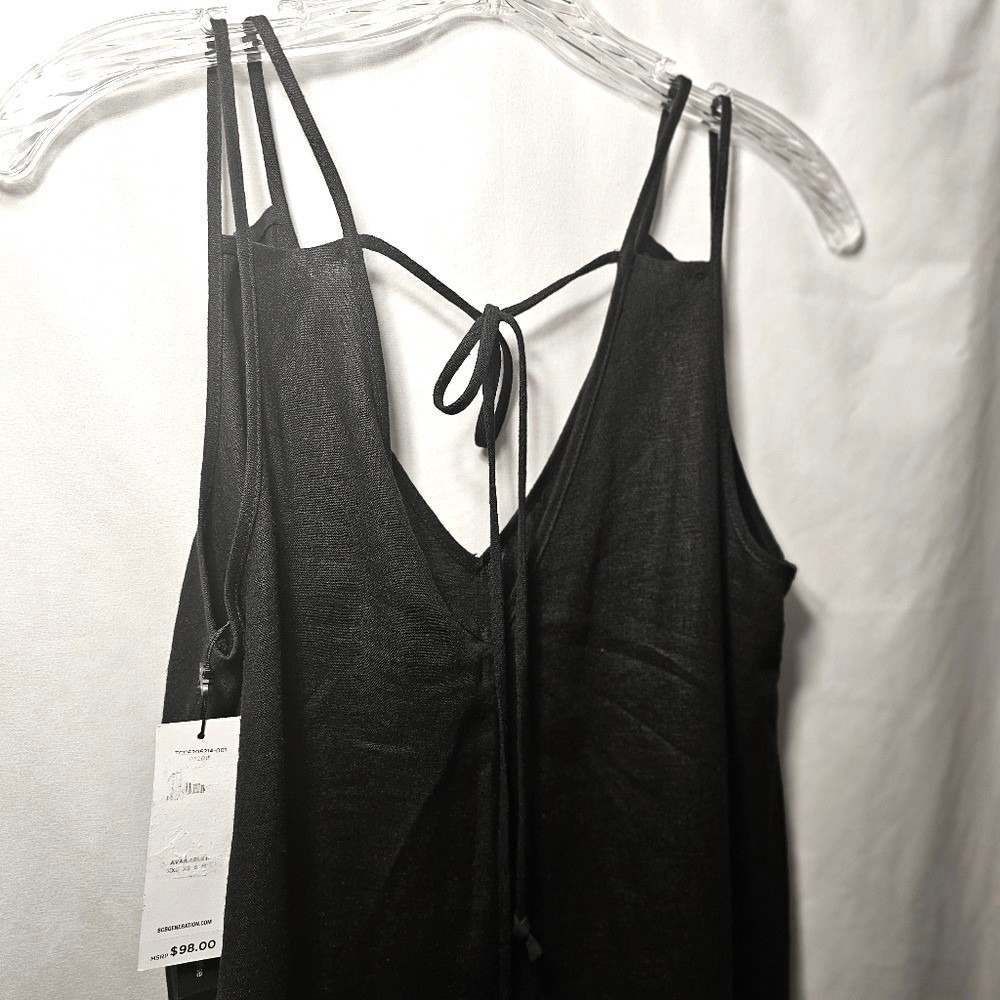 BCBGeneration Womens Black Linen Blend Sleeveless Mini Dress Beach Cover-up - Picture 5 of 8